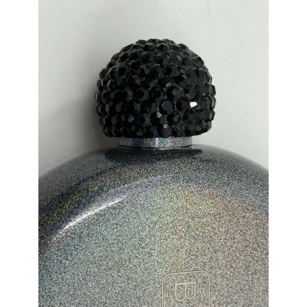 Brumate Liquor Flask 5oz Glitter Charcoal Holographic Rhinestone Lid Stainless